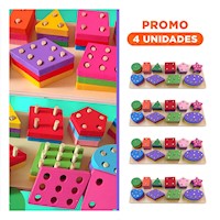 Pack4 Bloques de Encaje con 10 Figuras Geometricas Multicolor para Bebes Y+Regalo Sticker